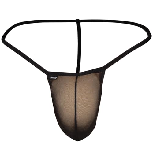 ARIUS Sexy Herren Tanga mit Schwarzer Transparenter Farbe - sexy unterwäsche für Mann - männertanga - Herren Dessous erotisch - Made in Europe (L, Farbe) 1 Einheit, Regular von ARIUS