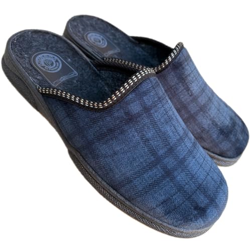 ARIZONA CIABATTE PAPI Hausschuhe für Herren aus SmilSamt und Interior und warme Filzsohle, Blauer Samt, 44 EU von ARIZONA CIABATTE