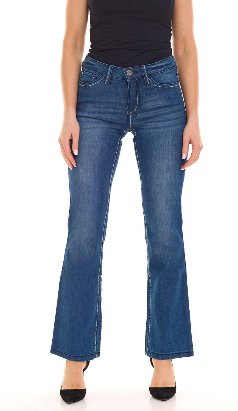 ARIZONA Bootcut-Jeans modische Damen Denim-Hose mit Kontrastnähten 26423438 Blau von ARIZONA