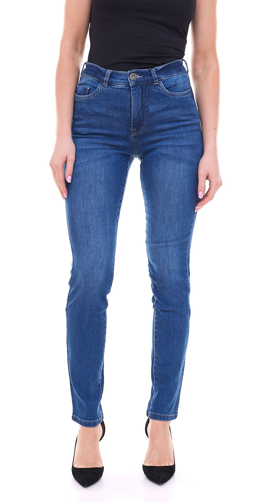 ARIZONA Damen Slim-Fit Jeans Denim-Hose mit Gummizug am Bund 12851300 Blau von ARIZONA