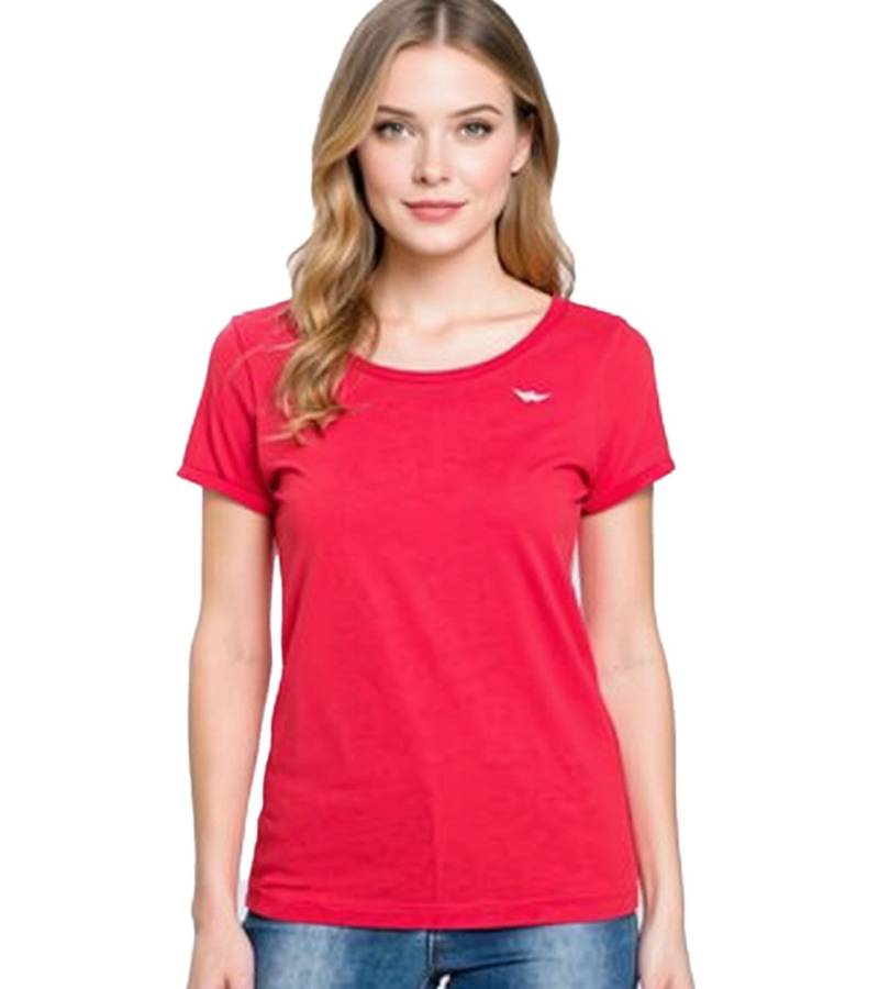 ARIZONA Damen T-Shirt schlichtes Baumwoll-Shirt mit Modal Basic-Shirt Unterzieh-Shirt 19029760 Rot von ARIZONA