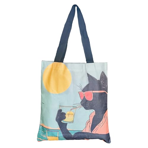 ARJDXDP Einkaufstasche Wiederverwendbare Süße Katzen Tote Bag Canvas Tasche Strandtaschen Ästhetik für Frauen als Geschenk 40 * 33CM (C) von ARJDXDP
