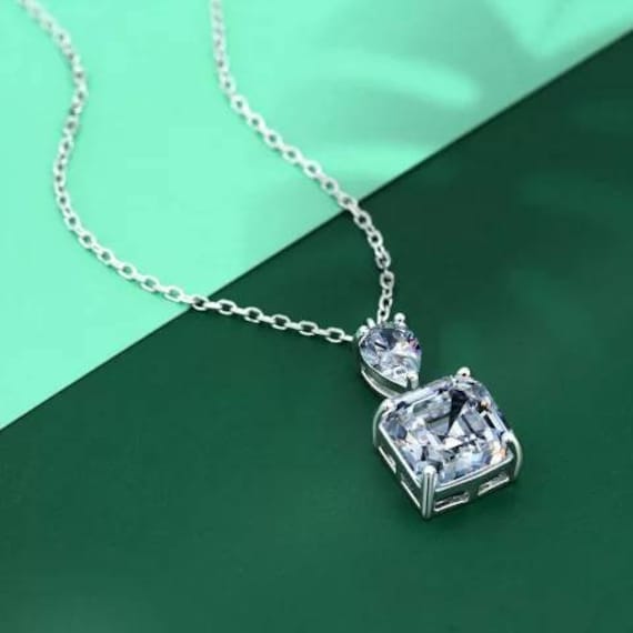 12mm Moissanite Anhänger Im Asscher Schliff, Halskette, 925 Sterling Silber, Hochzeitsgeschenk, Geburtstagsgeschenk, Weihnachtsgeschenk Für Frauen von ARJewelsbyAR