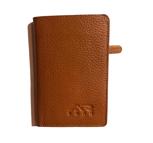 ARKHAN Leder Geldbörse Herren I 16 Fächer für Kreditkarten I Querformat I RFID-Schutz | Braun (Orange) von ARKHAN