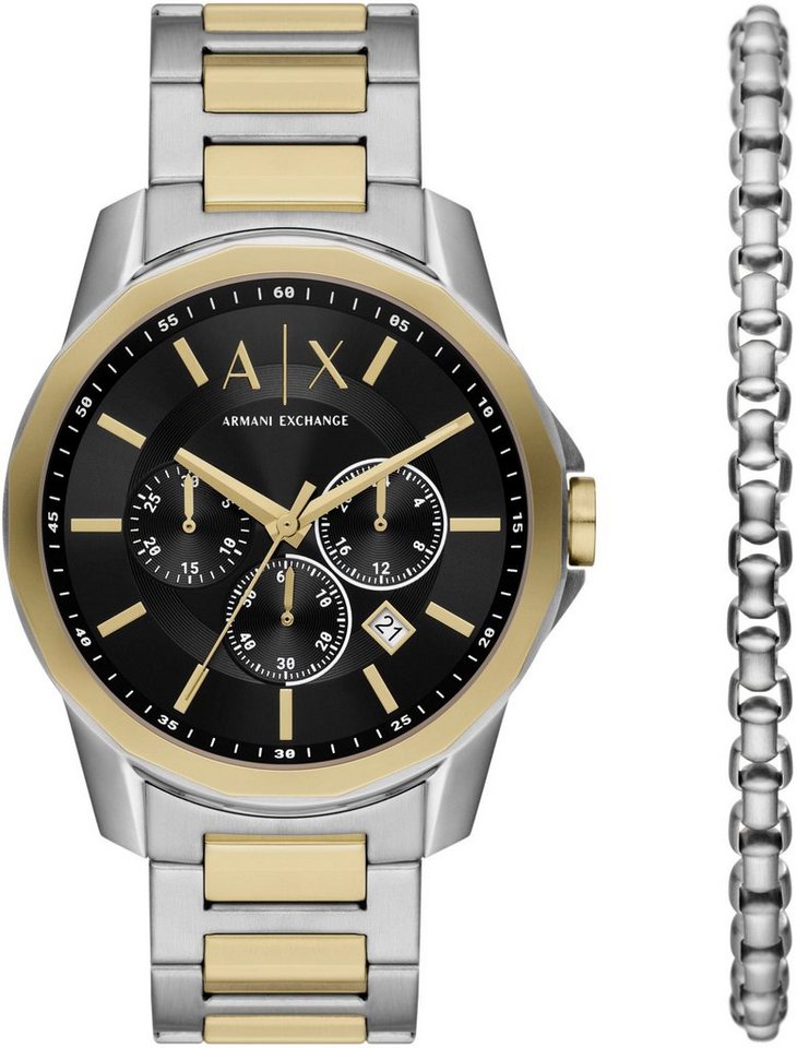 ARMANI EXCHANGE Chronograph AX7148SET, (Set, 2-tlg., mit Armband), Quarzuhr, Armbanduhr, Herrenuhr, Stoppfunktion, Geschenkidee von ARMANI EXCHANGE