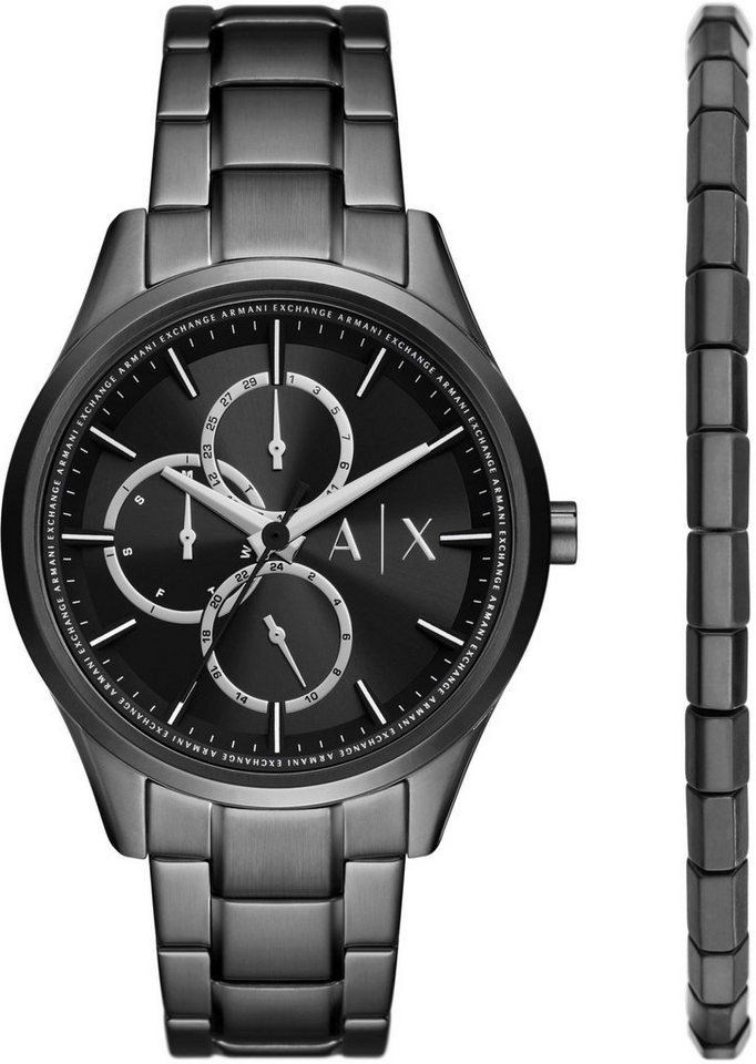 ARMANI EXCHANGE Multifunktionsuhr AX7154SET, (Set, 2-tlg., mit Armband), Quarzuhr, Armbanduhr, Herrenuhr, ideal als Geschenk, Edelstahlarmband von ARMANI EXCHANGE