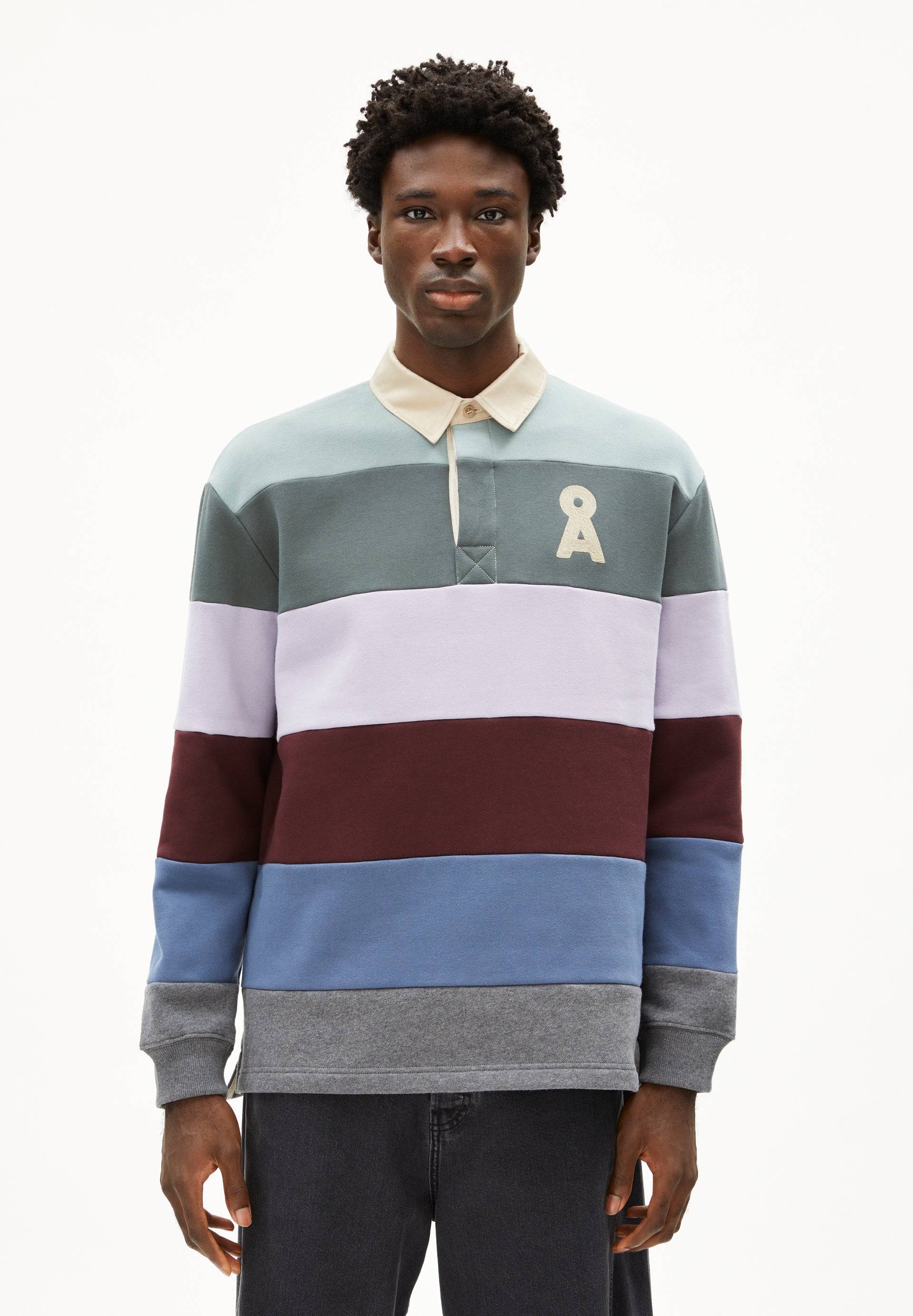 AADRU LS RUGBY FLEECE | mystic swamp-steel melange Sweatshirt aus Bio-Baumwolle S von ARMEDANGELS