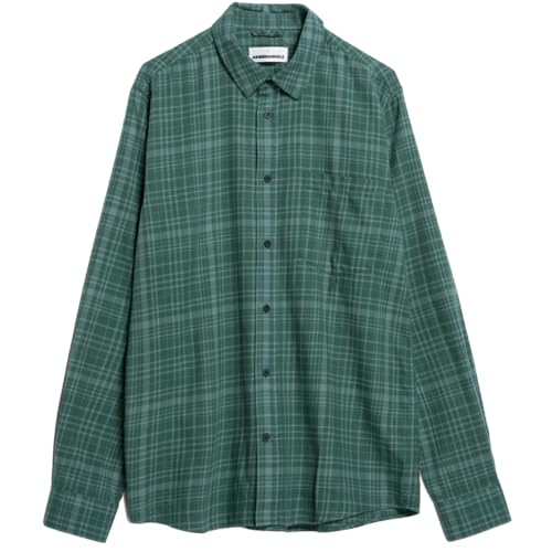 ARMEDANGELS AARSENIO - Herren XL Boreal Green - Green Spruce Hemd Langarm Rundhalsausschnitt Relaxed Fit von ARMEDANGELS