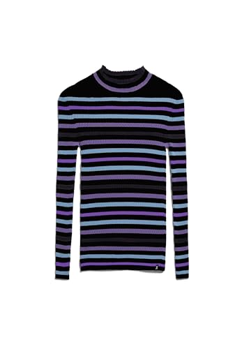 ARMEDANGELS ALAANIA Multicolor 2.0 - Damen XS Black-Indigo Lilac Strick Pullover Mock-Ausschnitt Fitted von ARMEDANGELS