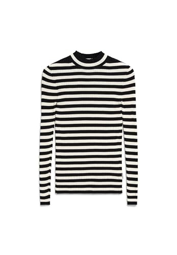 ARMEDANGELS Damen Pullover Slim Fit aus Bio-Baumwolle ALAANIA Striped Fitted Black-oatmilk von ARMEDANGELS