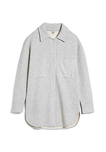 ARMEDANGELS ALMARAA Soft - Damen S Light Grey Melange-Oatmilk Strick Jacken Overshirt Rundhalsausschnitt Relaxed Fit von ARMEDANGELS