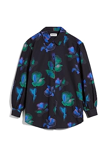 ARMEDANGELS BAAJI Glitch FLORAL - Damen Bluse Oversized Fit aus Bio-Baumwolle XS Black Bluse Langarm Rundhals Oversize von ARMEDANGELS