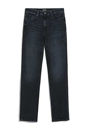 ARMEDANGELS CARENAA - Damen Straight Fit Mid Waist aus Bio-Baumwoll Mix 30/32 Sulphur Black Denims / 5 Pockets Straight Straight Fit von ARMEDANGELS