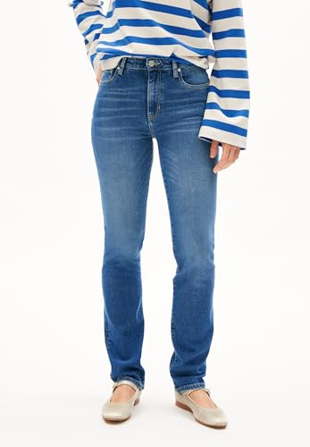 ARMEDANGELS Damen Jeans Straight Leg Mid Waist Bio-Baumwoll Mix Comfort-Stretch CARENAA Straight Fit 33/32 Cenote von ARMEDANGELS