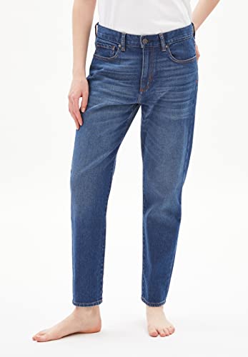 ARMEDANGELS Damen Jeans Tapered Leg Low Waist Ankle Bio-Baumwoll Mix Comfort-Stretch CAYAA TARPA Boyfriend Fit 28 Dark von ARMEDANGELS