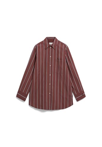 ARMEDANGELS Damen Bluse aus Bio-Baumwolle HALIAA Striped Loose Fit Dark Berry von ARMEDANGELS
