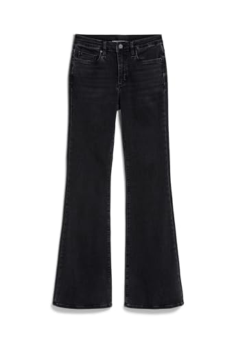 ARMEDANGELS Damen Flared Jeans Bio-Baumwoll Mix X-Stretch ANAMAA Fitted Washed Down Black von ARMEDANGELS