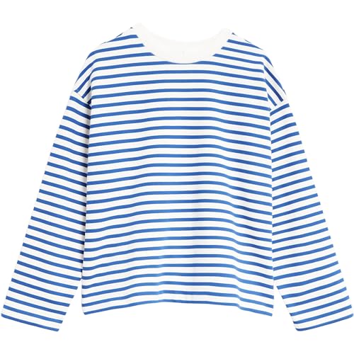 ARMEDANGELS Damen Frankaa Maarlen Stripe Pullover, Dynamo Blue-undyed, L von ARMEDANGELS