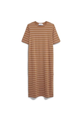 ARMEDANGELS Damen Heavyweight Jerseykleid aus recyceltem Baumwoll Mix XELINAA FINE Stripe MIDI Dress Loose Fit Pale Umber-undyed von ARMEDANGELS