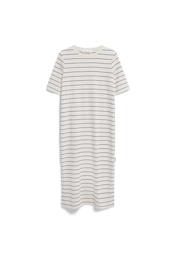 ARMEDANGELS Damen Heavyweight Jerseykleid aus recyceltem Baumwoll Mix XELINAA FINE Stripe MIDI Dress Loose Fit Undyed-Black von ARMEDANGELS