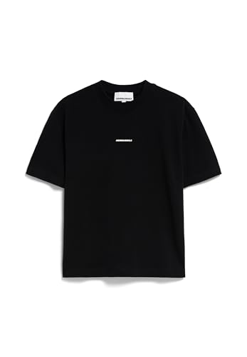 ARMEDANGELS Damen Heavyweight T-Shirt aus recyceltem Baumwoll Mix TARJAA Word Iconic Å Loose Fit Black von ARMEDANGELS