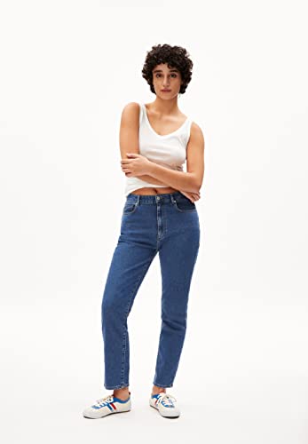 ARMEDANGELS Damen Jeans Straight Leg High Waist Ankle Bio-Baumwoll Mix Comfort-Stretch LEJAANI Slim Fit 30/28 Blue Base von ARMEDANGELS