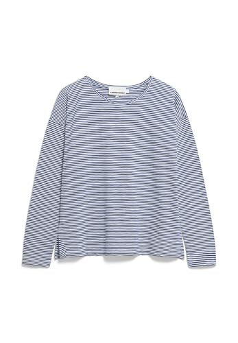 ARMEDANGELS Damen Longsleeve aus Bio-Baumwolle XIANAA Stripes Loose Fit Oatmilk-Lapis Blue von ARMEDANGELS