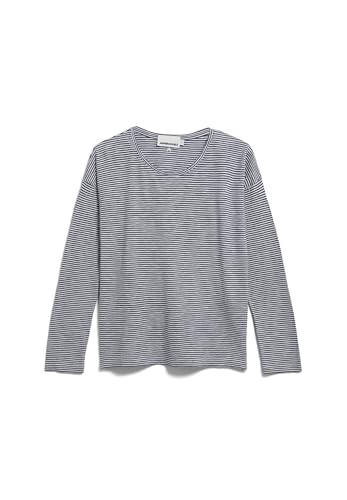 ARMEDANGELS Damen Longsleeve aus Bio-Baumwolle XIANAA Stripes Loose Fit Oatmilk-Blue Noon von ARMEDANGELS