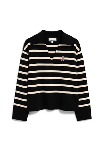 ARMEDANGELS Damen Pullover Oversized Fit aus Bio-Baumwolle FREJIAAS Stripes Oversized Fit Black-oatmilk von ARMEDANGELS