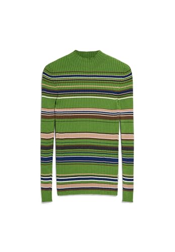 ARMEDANGELS Damen Pullover Slim Fit aus Bio-Baumwolle ALAANIA New Stripes Fitted Ivy Green-Cinnamon Dust von ARMEDANGELS