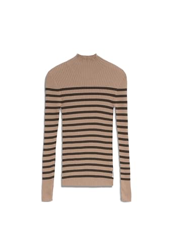 ARMEDANGELS Damen Pullover Slim Fit aus Bio-Baumwolle ALAANIA Placed Stripes Fitted Cinnamon Dust-Coffee von ARMEDANGELS