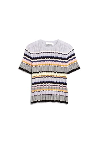 ARMEDANGELS Damen Strickshirt aus Bio-Baumwolle MAAYA Stripes Fitted Misty Morning-deep Rosalilly von ARMEDANGELS