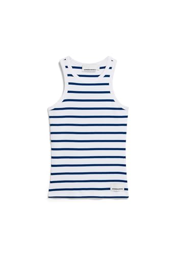 ARMEDANGELS Damen RIPP-Top aus Bio-Baumwoll Mix KANITAA Stripes Fitted White-Lapis Blue von ARMEDANGELS
