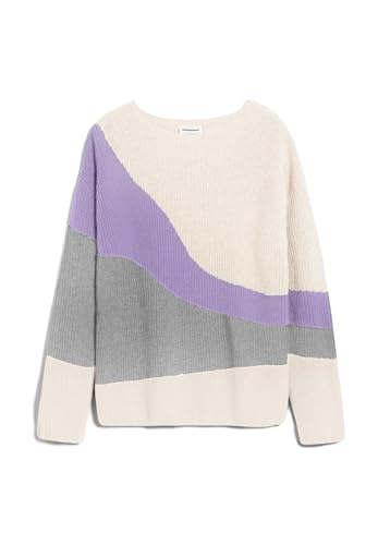 ARMEDANGELS Damen Strick Pullover Loose Fit aus Bio-Woll Mix MIYAAS Multicolor Loose Fit M Oatmilk-Purple Stone von ARMEDANGELS