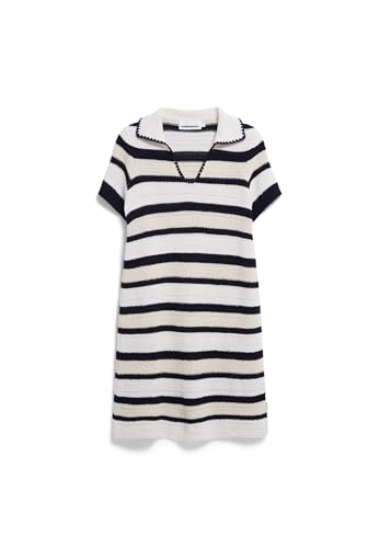 ARMEDANGELS Damen Strickkleid aus Bio-Baumwolle PAOLINAA Crochet Regular Fit Raw White-Night Sky von ARMEDANGELS