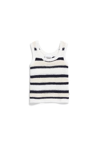 ARMEDANGELS Damen Stricktop aus Bio-Baumwolle CLAAIRE Stripes Regular Fit Raw White-Night Sky von ARMEDANGELS