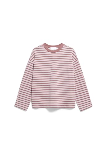 ARMEDANGELS Damen Sweatshirt aus Bio-Baumwolle FRANKAA MAARLEN Stripe Oversized Fit Ice Grape-Dark Berry von ARMEDANGELS