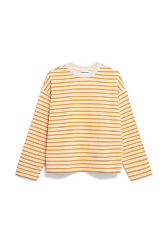 ARMEDANGELS Damen Sweatshirt aus Bio-Baumwolle FRANKAA MAARLEN Stripe Oversized Fit Undyed-Light Tangerine von ARMEDANGELS