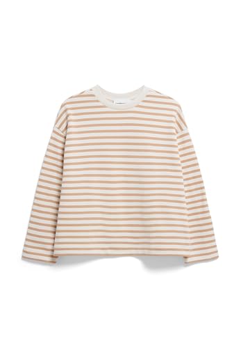 ARMEDANGELS Damen Sweatshirt aus Bio-Baumwolle FRANKAA MAARLEN Stripe Sweat Oversized Fit Undyed-beige Blond von ARMEDANGELS