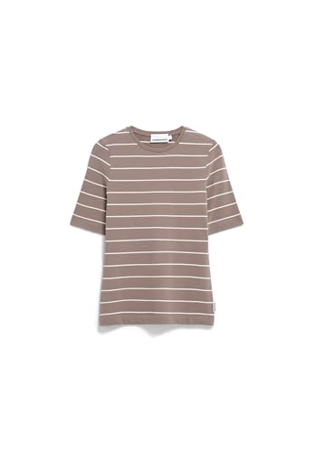 ARMEDANGELS Damen T-Shirt aus Bio-Baumwoll Mix JAANISARA FINE Stripe Slim Fit Walnut Cream-oatmilk von ARMEDANGELS