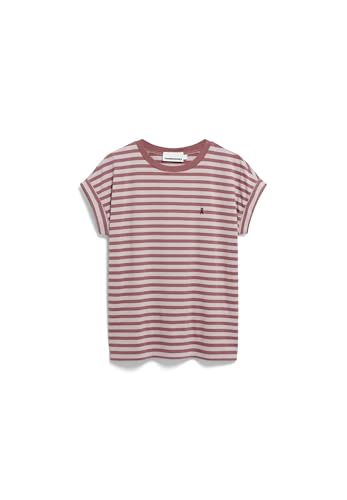 ARMEDANGELS Damen T-Shirt aus Bio-Baumwolle IDAARA Stripes Loose Fit Ice Grape-Dark Berry von ARMEDANGELS