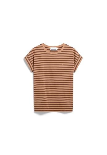 ARMEDANGELS Damen T-Shirt aus Bio-Baumwolle IDAARA Stripes Loose Fit Pale Umber-Toasty Tan von ARMEDANGELS