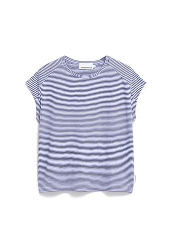 ARMEDANGELS Damen T-Shirt aus Bio-Baumwolle ONELIAA Lovely Stripes Loose Fit Oatmilk-Blue Noon von ARMEDANGELS