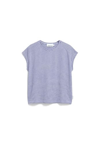 ARMEDANGELS Damen T-Shirt aus Bio-Baumwolle ONELIAA Lovely Stripes Loose Fit Oatmilk-Blue Noon von ARMEDANGELS