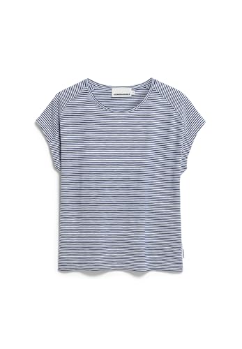 ARMEDANGELS Damen T-Shirt aus Bio-Baumwolle ONELIAA Lovely Stripes Loose Fit Oatmilk-Lapis Blue von ARMEDANGELS