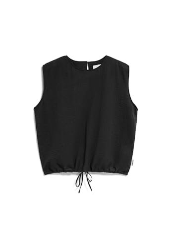 ARMEDANGELS Damen Top aus Bio-Baumwoll Mix NERAA Crinkle Relaxed Fit Black von ARMEDANGELS