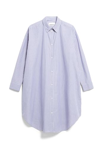 ARMEDANGELS Damen Webkleid aus Bio-Baumwolle PFILEAA Stripe Oversized Fit White-Lapis Blue von ARMEDANGELS