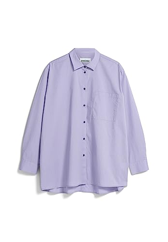 ARMEDANGELS EALGAA - Damen S Light Purple Stone Bluse Langarm Rundhalsausschnitt Loose Fit von ARMEDANGELS