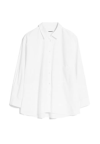 ARMEDANGELS EALGAA - Damen L White Bluse Langarm Rundhalsausschnitt Loose Fit von ARMEDANGELS