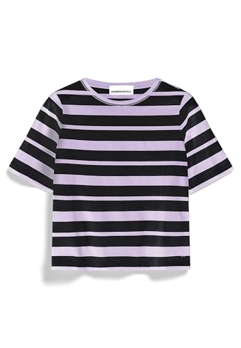 ARMEDANGELS FINIAA Block Stripes - Damen XL Lavender Light-Black Shirts T-Shirt Rundhalsausschnitt Loose Fit von ARMEDANGELS